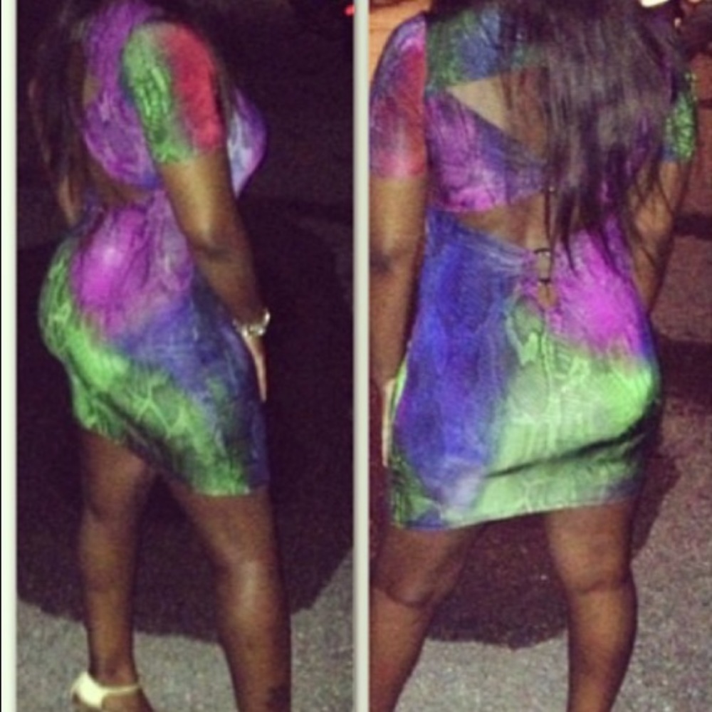 Multi Color Snake Pattern Party Dress Size Small